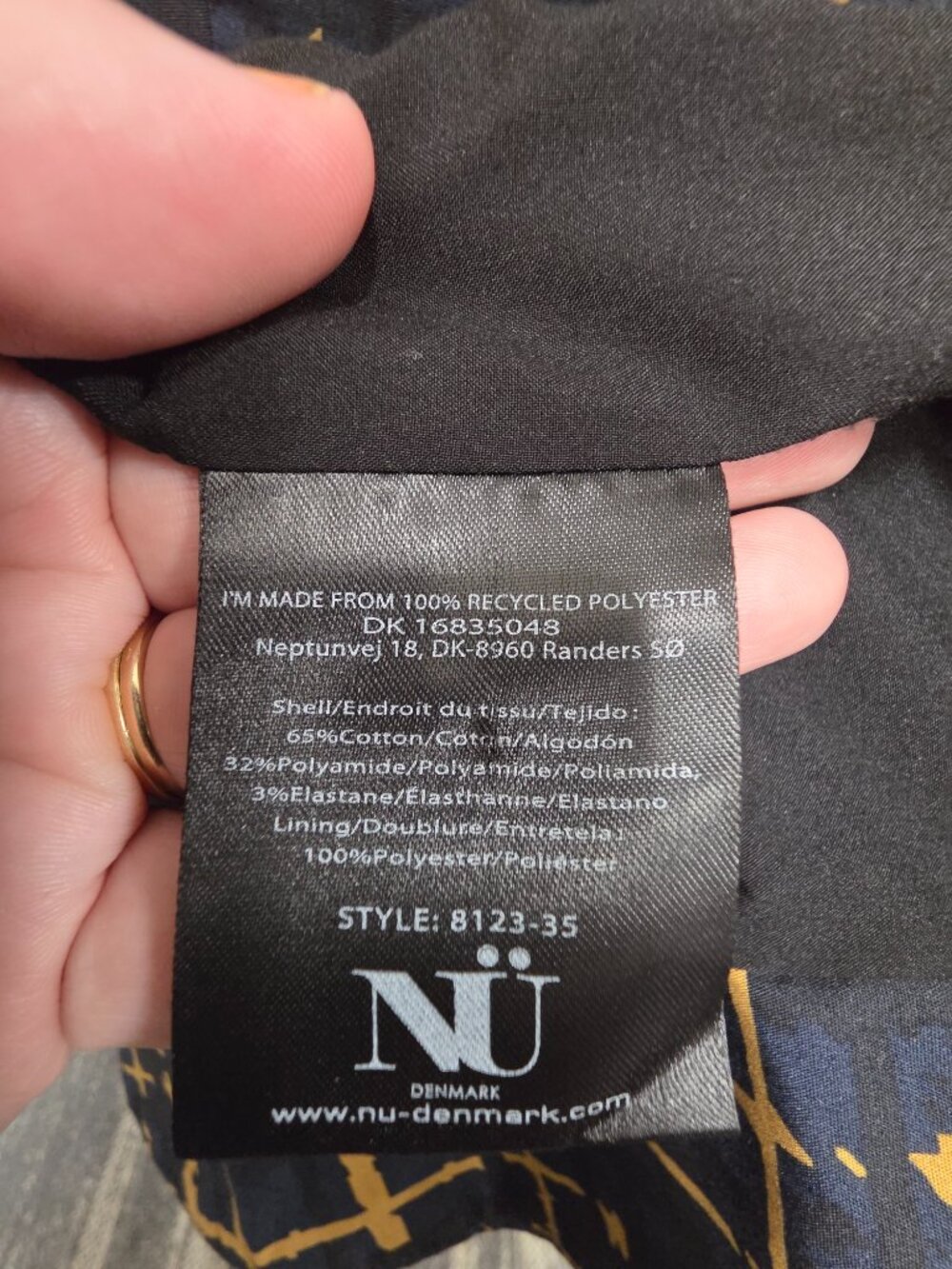 NU Denmark Navy and Gold Print Two Piece Suit - Picture 9 of 14